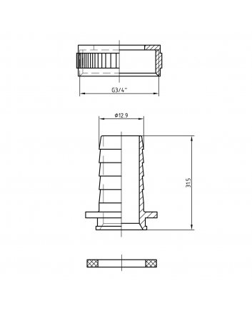 Riko Chrom-Schlauchverschraubungsset 1/2 x 3/4 mit Sicherungsring