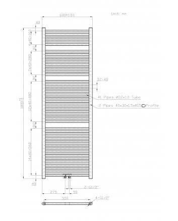 Best-Design Zero-White Handtuchheizkörper Weiß 1269 W 1800x600