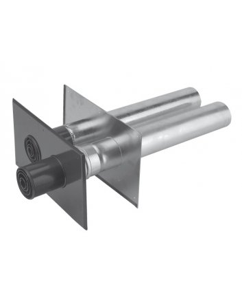 Aluminium 2-Rohr Wanddurchführung Länge 600 mm / Ø80/80 mm