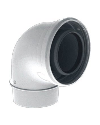 TwinSafe Bogen 90° Ø60/100 mm Konzentrisch Weiß PP