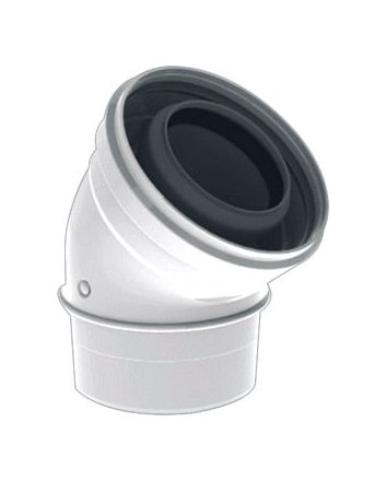 TwinSafe Bogen 45° Ø60/100 mm Konzentrisch Weiß PP