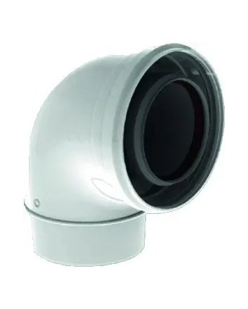 TwinSafe Bogen 90° Ø80/125 mm Konzentrisch Weiß PP