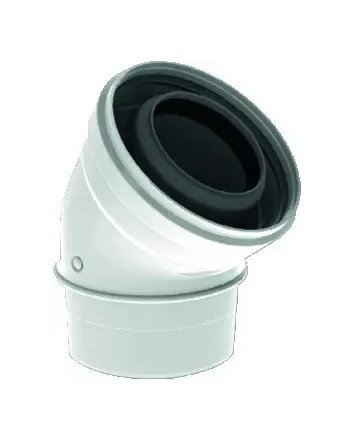 TwinSafe Bogen 45° Ø80/125 mm Konzentrisch Weiß PP