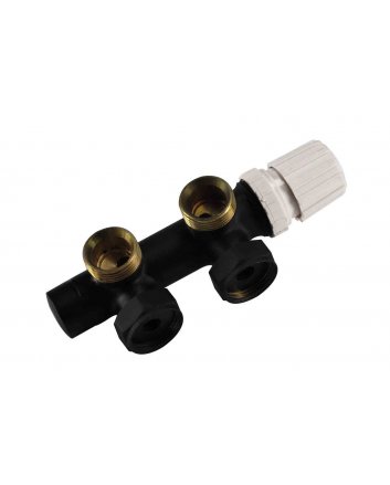Thermostat-Unterblock 3/4", winklig-rechts, Matt Schwarz