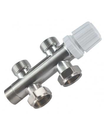 Thermostat-Unterblock 3/4", gerade, Gebürsteter Stahl
