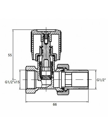 Heizkörperventil 1/2" x 15 mm inkl. Adapter, gerade, vernickelt, Matt Schwarz