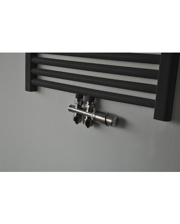 Riko Thermostat-Unterblock-Set, gerade, Gebürsteter Stahl