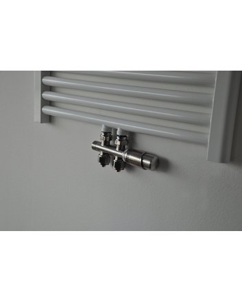 Riko Thermostat-Unterblock-Set, gerade, Gebürsteter Stahl