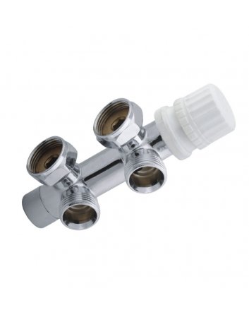 Thermostat-Unterblock 3/4", winklig-links, Chrom