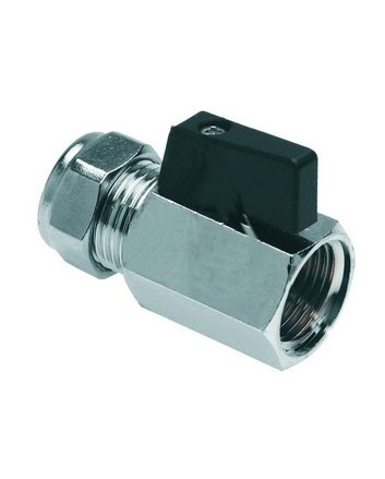 Riko Gasventil mit Hebel 15 mm Klemm x 1/2" Innengewinde, Chrom