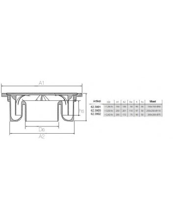 Bodenablauf mit Unterauslass 15 cm x 15 cm 50 mm PVC