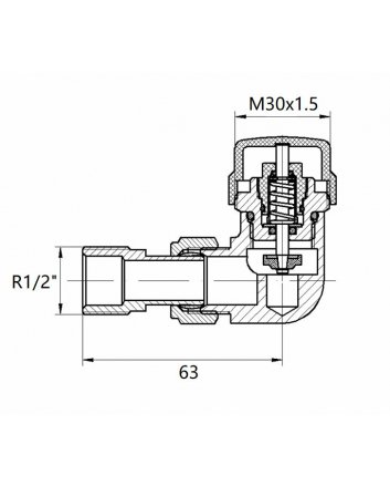 Riko Luxuriöses Thermostat-Anschlussset, winklig verdreht rechts, Matt Schwarz