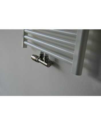 Riko Thermostat-Unterblock-Set, winklig-links, Gebürsteter Stahl