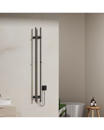 1500x168 – 120 Watt | Elektrischer Doppelstäbe-Handtuchheizkörper – Gunmetal