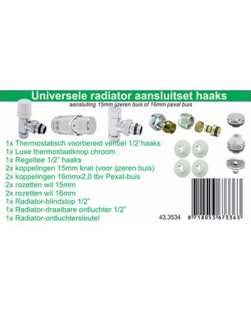 Wiesbaden Luxuriöses Thermostat-Anschlussset für Heizkörper, winklig, Chrom