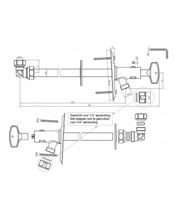 Riko Frostsichere Wandhahn-Kombination 15 mm x 1/2 oder 3/4