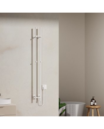 1500x168 – 120 Watt | Elektrischer Doppelstäbe-Handtuchheizkörper – Weiß