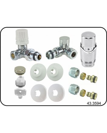 Riko Luxuriöses Thermostat-Anschlussset, winklig verdreht rechts, Chrom