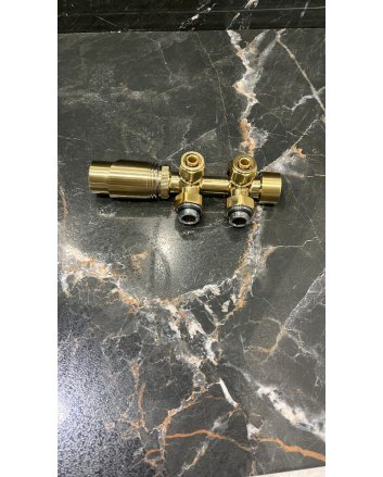 Goldfarbenes Anschlussset, Eckform, für Heizkörper mit Unteranschluss