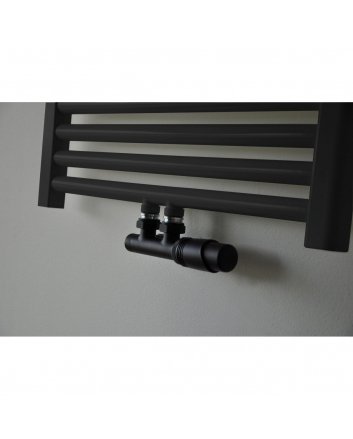 Schwarzes Anschlussset, Eckform, für Heizkörper mit Unteranschluss