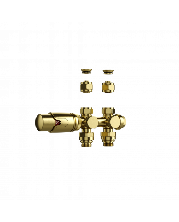 Thermostatventil für Wand- und Bodenanschluss gebürstetes Gold M30