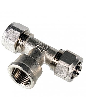 HS Schraubfitting x Innengewinde x Schraubfitting T-Stück für Alu-Mehrschicht-Verbundrohr | 20 x 3/4 x 20