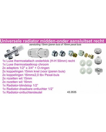 Riko Komplettes gerades Bodenanschlussset 16x2,0 mm + 15 mm Klemmring, Chrom