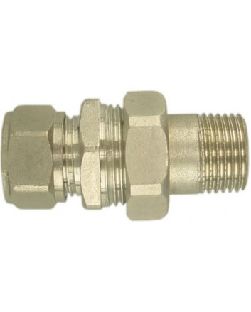 Heizkörperkupplung 3-teilig 1/2" x 15 mm Klemm, gerade, vernickelt
