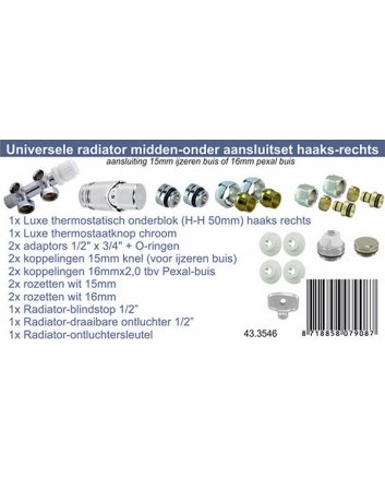 Riko Komplettes winkliges Bodenanschlussset (rechts) 16x2,0 mm + 15 mm Klemmring, Chrom