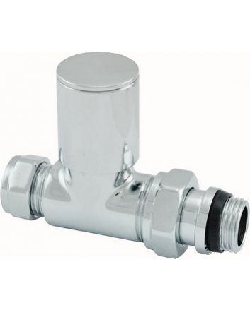 Luxus Heizkörperventil 1/2" x 15 mm (M22) Klemm, gerade, Chrom