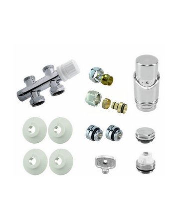 Riko Komplettes gerades Bodenanschlussset 16x2,0 mm + 15 mm Klemmring, Chrom