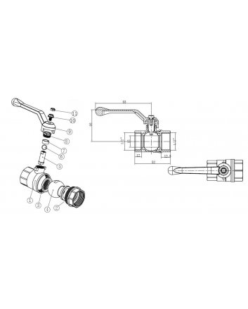 Riko 1050 Kugelhahn mit Aluminiumhebel 1/2
