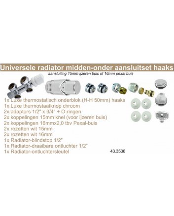 Riko Komplettes winkliges Bodenanschlussset (links) 16x2,0 mm + 15 mm Klemmring, Chrom
