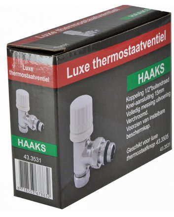 Luxus Thermostatventil vorbereitet 1/2" x 15 mm (M22) Klemm, winklig, Chrom
