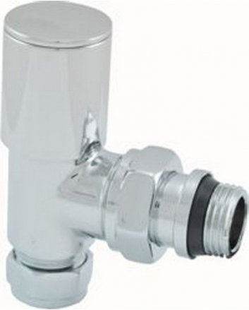Luxus Heizkörperventil 1/2" x 15 mm (M22) Klemm, winklig, Chrom