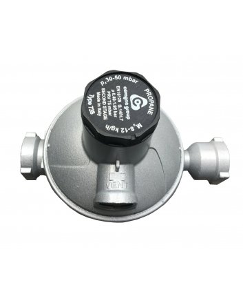 Einstufiger Druckregler 30–50 mbar, Durchfluss 34 kg/h, 1/4" Innengewinde x 3/8" Innengewinde