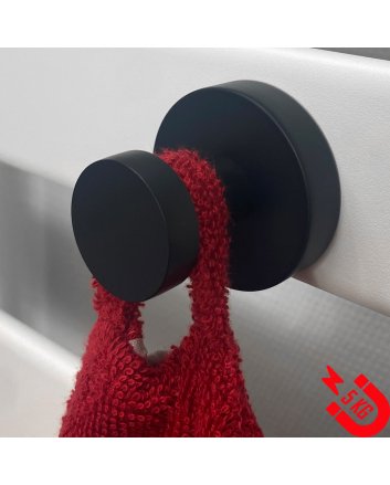 BSXL Magneet-Line Schwarz – Magnetischer einzelner Handtuchhaken – großer Knopf
