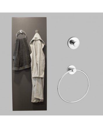 BSXL Magneet-Line Chrom – Kombi-Set Handtuchhaken einfach + geschlossener Handtuchring