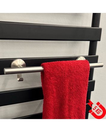 BSXL Magnetisches 400 mm Handtuchregal mit Haken für Heizkörper – Gebürsteter Edelstahl