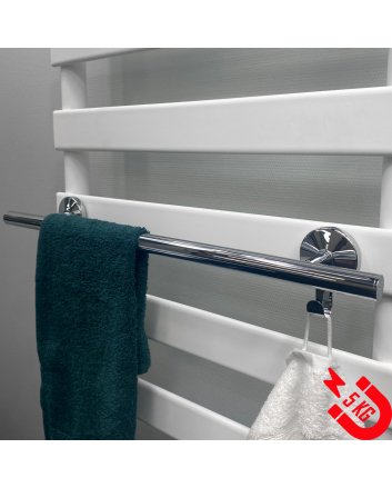 BSXL Magnetisches 400 mm Handtuchregal mit Haken für Heizkörper – Chrom