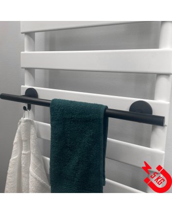 BSXL Magnetisches 400 mm Handtuchregal mit Haken für Heizkörper – Schwarz