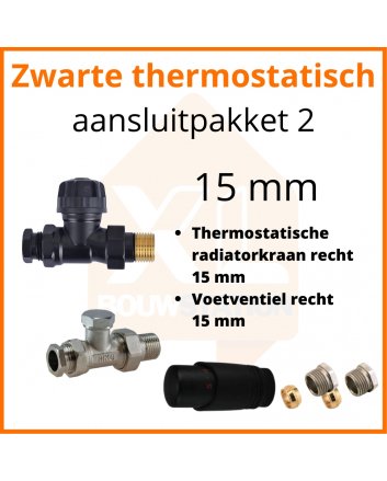 Eco 4 Schwarzes Thermostat-M30-Anschlussset 2 für 15 mm Rohr