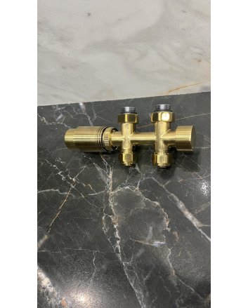 Goldenes Heizkörper-Anschlussset, gerade, für Heizkörper mit unterem Anschluss, für 16 mm Rohr