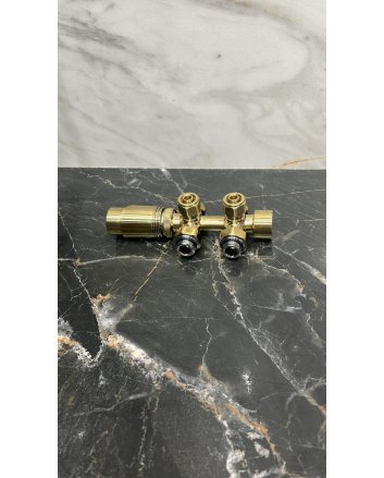 Goldenes Heizkörper-Anschlussset, Winkel, für Heizkörper mit unterem Anschluss, für 15 mm Rohr