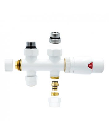 Weißes Heizkörper-Anschlussset, gerade, für Heizkörper mit unterem Anschluss, für 16 mm Rohr