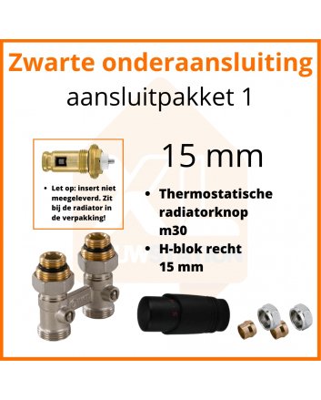 Eco 8 Schwarzes Thermostat-Anschlussset 1 für 15 mm Rohr