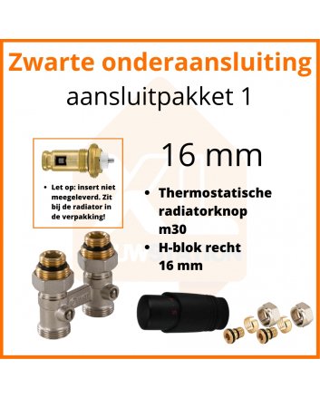 Eco 8 Schwarzes Thermostat-Anschlussset 1 für 16 mm Rohr