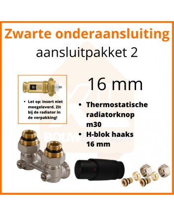 Eco 8 Schwarzes Thermostat-Anschlussset 2 für 16 mm Rohr