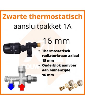 Eco 4 Schwarzes Thermostat-M30-Anschlussset 1A für 16 mm Rohr