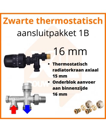 Eco 4 Schwarzes Thermostat M30 Anschlussset 1B für 16 mm Rohr